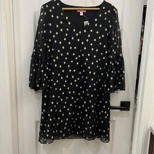 Lilly Pulitzer black and gold dress.